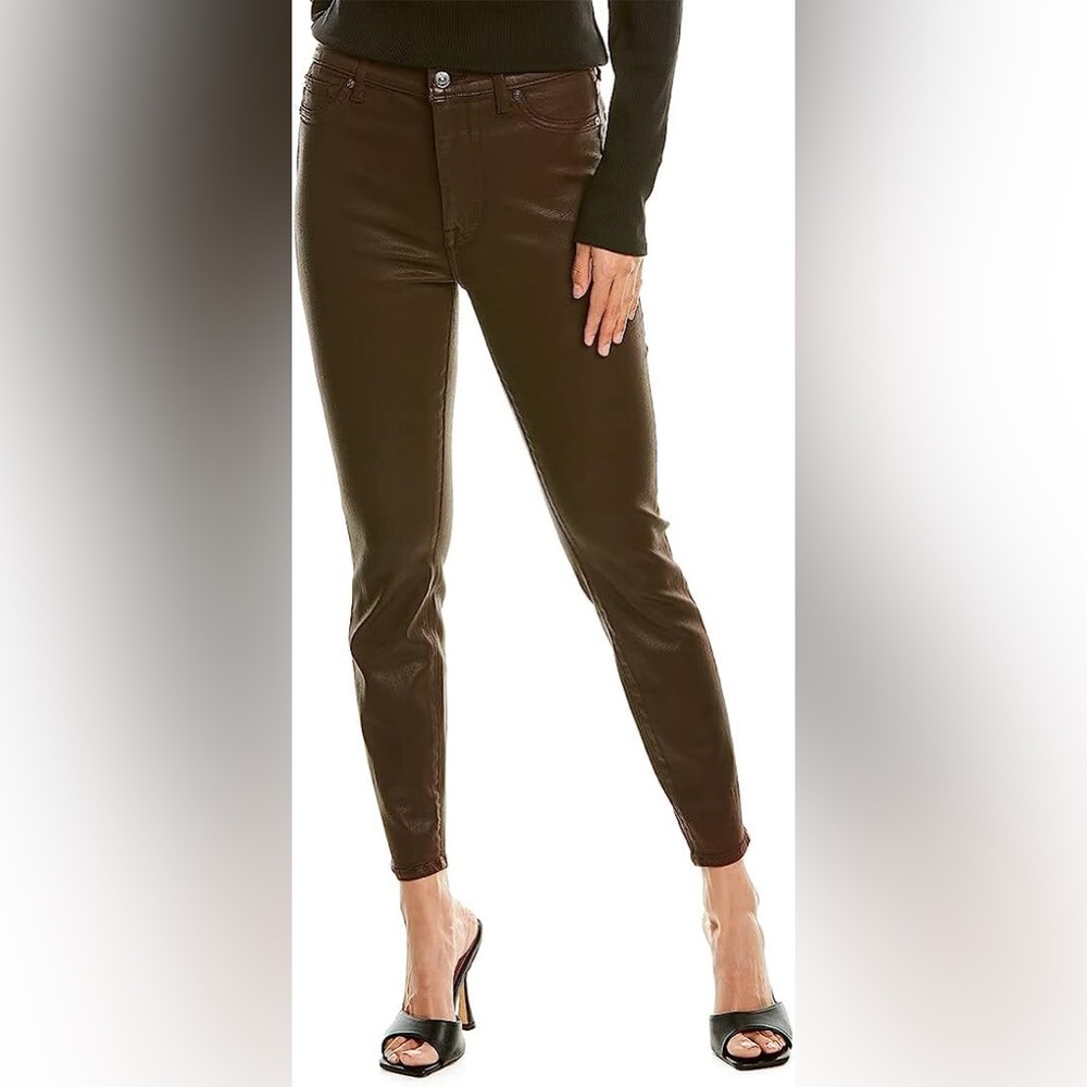 7 For All Mankind Jen7 Women's High Rise Skinny Fit Ankle Jeans faux leather
